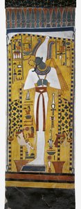 Egypti, Thebes, Luxor, Kuningattaren laakso, Nefertarin hauta, Osiriksen seinämaalaus hautakammiossa 19. dynastiasta tekijältä Egyptian 19th Dynasty