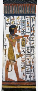 Egypti, Thebes, Luxor, Queens Valley, Nefertarin hauta, seinämaalaus jumala Horuksesta hautakammiossa 19. dynastiasta tekijältä Egyptian 19th Dynasty