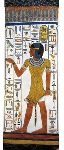 Egypti, Thebes, Luxor, Kuningattaren laakso, Nefertarin hauta, seinämaalaus hautakammion pilarissa 19. dynastiasta tekijältä Egyptian 19th Dynasty