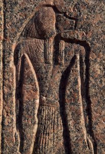 Anubiksen ja toisen jumalan kaiverrus ja reliefi, Amenhotepin sarkofagi, Memphis (Unescon maailmanperintöluettelo). tekijältä Egyptian 19th Dynasty