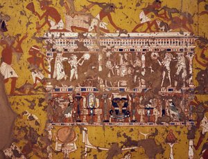 Kaiverretun bierin valmistus, fresko, kuvanveistäjä Ipyn hauta, Deir el-Medina Theban Necropolis (Unescon maailmanperintöluettelo) tekijältä Egyptian 19th Dynasty
