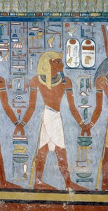 Mieshahmo, yksityiskohta freskoista Ramses I:n hautakammiossa, Kuninkaiden laakso, Luxor, Thebes (Unescon maailmanperintöluettelo) tekijältä Egyptian 19th Dynasty