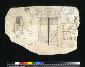 Ostracon, Uusi kuningaskunta, noin 1295–1186 eKr. (maalattu kalkkikivi)