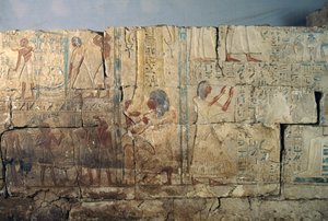 Reliefi Netcherouymesin haudasta, Ramesses II:n korkea virkamies, Saqqara, Egypti, Egyptin sivilisaatio, Uusi valtakunta, XIX dynastia tekijältä Egyptian 19th Dynasty