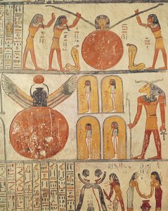 Yksityiskohta Maan kirjasta, Ramses VI:n hautakammiosta (n. 1143-1136 eKr.) Uusi kuningaskunta (seinämaalaus)
