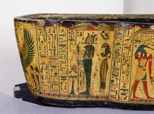 Yksityiskohta Nesyamunin muumion ulommasta arkkujalustasta, mahdollisesti löydetty Deir El-Bahrista, Uusi valtakunta, n. 1100 eaa. (maalattu puu). tekijältä Egyptian 20th Dynasty
