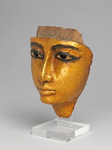 Arkun kasvot, silmät ja kulmakarvat upotetut, kullatut tekijältä Egyptian 20th Dynasty