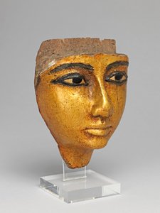 Arkun kasvot, silmät ja kulmakarvat upotetut, kullatut tekijältä Egyptian 20th Dynasty