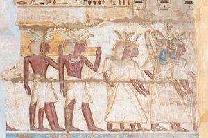 Maalattu kohokuvio holviin tekijältä Egyptian 20th Dynasty