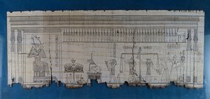 Papyrus, joka kuvaa satiirista kohtausta, noin 1100 eKr., peräisin Ramses IX:n hallituskaudelta, Egyptin sivilisaatiosta, Uudesta kuningaskunnasta, XX-dynastiasta tekijältä Egyptian 20th Dynasty