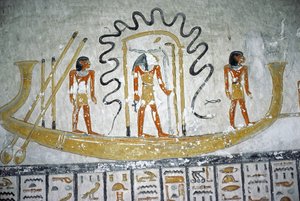 Re in the Night Boat, Ramses VI:n haudasta, Uusi kuningaskunta (n. 1145-1137 eKr.) (seinämaalaus)