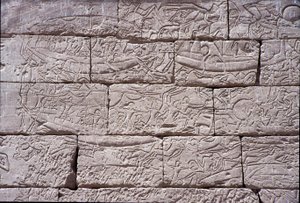 Merikansa, Ramses III:n meritaistelu, Medinet Habu, 1195-64 eKr. kivi.