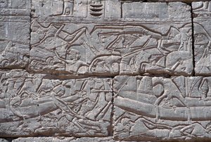 Merikansa, Ramses III:n meritaistelu, Medinet Habu, 1195-64 eKr. kivi.