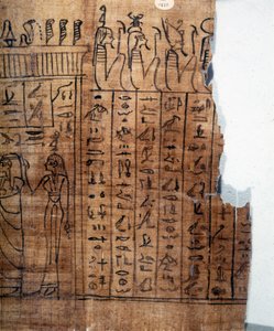 Kuolleiden kirja: egyptiläinen hieroglyfi 22. dynastian papyruksella. Yksityiskohta. 9. vuosisadalla eaa. Torino, Egyptiläinen museo.