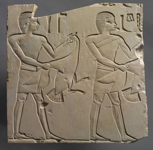 Profeetta ja opettaja-pappi elävien hanhien uhreilla, n. 667-647 eaa. tekijältä Egyptian 26th Dynasty