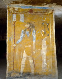 Seinämaalauksia Pa Nentwyn haudasta, Bahariya Oasis, Giza, Egypti. Egyptin sivilisaatio, 26. dynastia, 663-525 eKr. tekijältä Egyptian 26th Dynasty