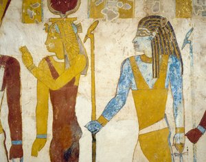 Seinämaalauksia Pa Nentwyn haudasta, Bahariya Oasis, Giza, Egypti. Egyptin sivilisaatio, 26. dynastia, 663-525 eKr. tekijältä Egyptian 26th Dynasty