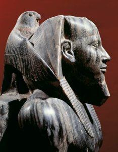 Egyptin sivilisaatio, vanha valtakunta, dynastia IV. Faarao Khafren (Chephren) dioriittipatsas. Gizasta (dioriitti)