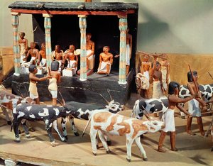 Hautausmalli karjalaskennasta, Meketren haudasta, Thebes, Keski-Britannia, noin 2000 eKr. (maalattu puu) (yksityiskohta)