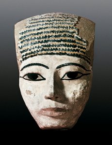 Muinainen Egypti: Muotokuva egyptiläiselle sarkofagille. 1600-1200-luvulla JC. Monivärinen puinen kaiverrus. Montserratin monistrol, Montserrat-museo. tekijältä Egyptian Egyptian