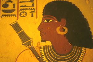 Muinainen Egypti, Seinämaalaus/seinämaalaus/fresko, Sennuferin hauta, Thebes/Luxor, Sennufer pitelee valtikka, Theban pormestari, Amenophis II:n valvoja tekijältä Egyptian Egyptian