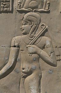 Egypti, Libyan autiomaa, Al-Dakhilah (Dakhla) Oasis, Dayr al-Haggar, helpotus egyptiläisessä temppelissä tekijältä Egyptian Egyptian