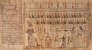 Tsekhonin kuolleiden kirja, yksityiskohta, sielujen punnitus (psykostaasi), -664 - -332 (papyrus) tekijältä Egyptian Egyptian