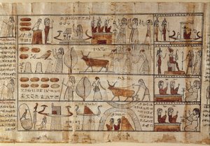 Egyptiläinen antiikki: Elysées-pellot. Maalaus papyrukselle Kuolleiden kirjasta. Ptolemaioskauden Torino, Egyptiläinen museo - Muinainen Egypti: Elysian kentät. Maalaus papyrukselle Kuolleiden kirjasta. Ptolemaioksen kausi. Egyptiläinen museo, Torino, It tekijältä Egyptian Ptolemaic Period