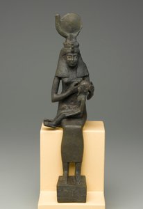 Isistuva Isis-patsas pitelee Horusta (pronssi) tekijältä Egyptian Ptolemaic Period