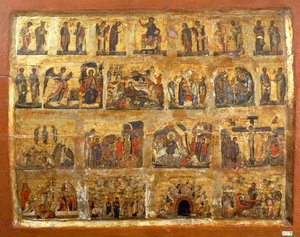 Deesis Row ja kaksitoista suurta juhlaa (maali ja kultalehti paneelissa) tekijältä Egyptian School