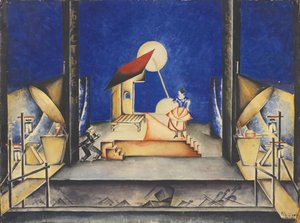 Lavasuunnittelu W. A. Mozartin Opera Bastien und Bastienne -teatteriin, 1925 tekijältä Ekaterina Petrova Troitskaya