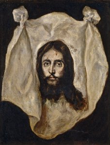 ""Mandylion tai Edessen kuva"" (Pyhä Mandylion tai Vernikeli) Domenikos Theotokopoulos dit El Grecon (1541-1614) maalaus 1586-1595 - Öljy kankaalle Koko 71x54 cm Museo del Prado, Madrid tekijältä El Greco