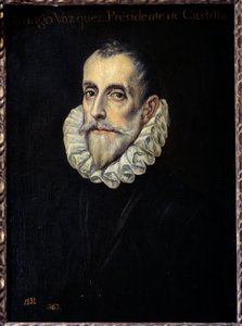 Domenikos Theotokopoulos dit El Grecon (1541-1614) valtio- ja kastilianeuvoston puheenjohtajan Rodrigue Vazquezin muotokuva 1500-luvun su. 0,66x0,4m. Madrid, Prado-museo tekijältä El Greco
