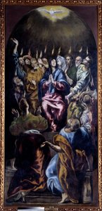 Domenikos Theotokopoulos dit El Grecon helluntaimaalaus (1541-1614) 1600-luvun su. 2,75x1,27 m Madrid, Prado-museo - Helluntai. Domenikos Theotokopoulosin maalaus, joka tunnetaan nimellä El Greco (1541-1614)