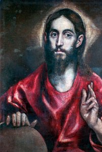 Kristus Siunaa Maailman Vapahtaja, 1600-luku tekijältä El Greco