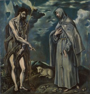 Pyhä Johannes Kastaja ja pyhä Franciscus Assisilainen tekijältä El Greco