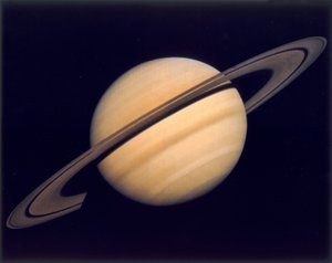 Saturnus ja sen renkaat, valokuvannut Voyager 1