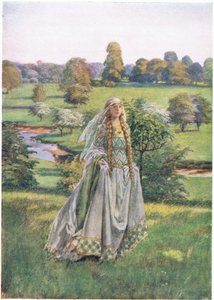 Guinevere: Missä hän näki hänet ensimmäisenä, kun Lancelot tuli (litho)