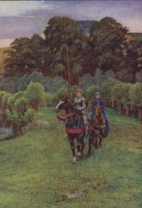 Kuvitus Alfred Lord Tennysonin teokselle Idylls Of The King (värilitho) tekijältä Eleanor Fortescue Brickdale