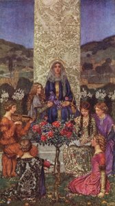 Our Lady laulaa Magnificat, Sävyillä, jotka ylittävät makean (väri litho) tekijältä Eleanor Fortescue Brickdale