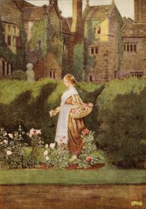 Hänen edessään on puutarha (väri litho) tekijältä Eleanor Fortescue Brickdale
