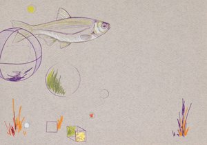 Floating, 2014 (akvarelli ja lehtikulta paperille).