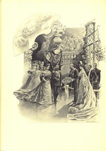 Alexandra Fjorodovna ja Nikolai II seremoniallisen vastaanoton aikana Ranskan suurlähetystössä, 1899