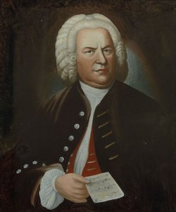 Johann Sebastian Bachin muotokuva, 1700-luvun puoliväli. tekijältä Elias Gottlob Haussmann