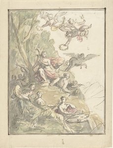 Apollo ja muusat Parnassuksella tekijältä Elias van Nijmegen
