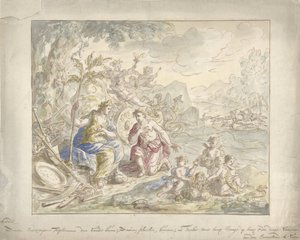 Suunnittelu huonemaalaukseen, jossa on allegoria maasta tekijältä Elias van Nijmegen