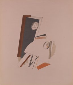 Pelkurit. Figuuri A. Kruchenychin oopperaan Voitto auringon yli, 1920-1921 tekijältä Eliezer Markowich Lissitzky