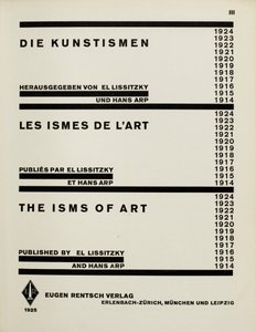 Nimilehti: Taiteet. El Lissitzkyn ja Hans Arpin The Isms of Art, 1925. tekijältä Eliezer Markowich Lissitzky