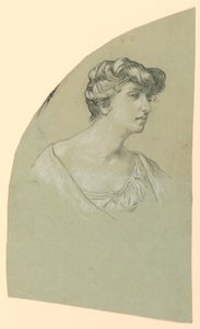 Piirustus, Nuoren naisen muotokuvan luonnos, n. 1885 tekijältä Elihu Vedder