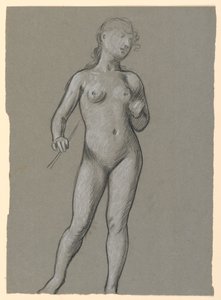 Piirros, Naisaktin luonnos, n. 1885 tekijältä Elihu Vedder